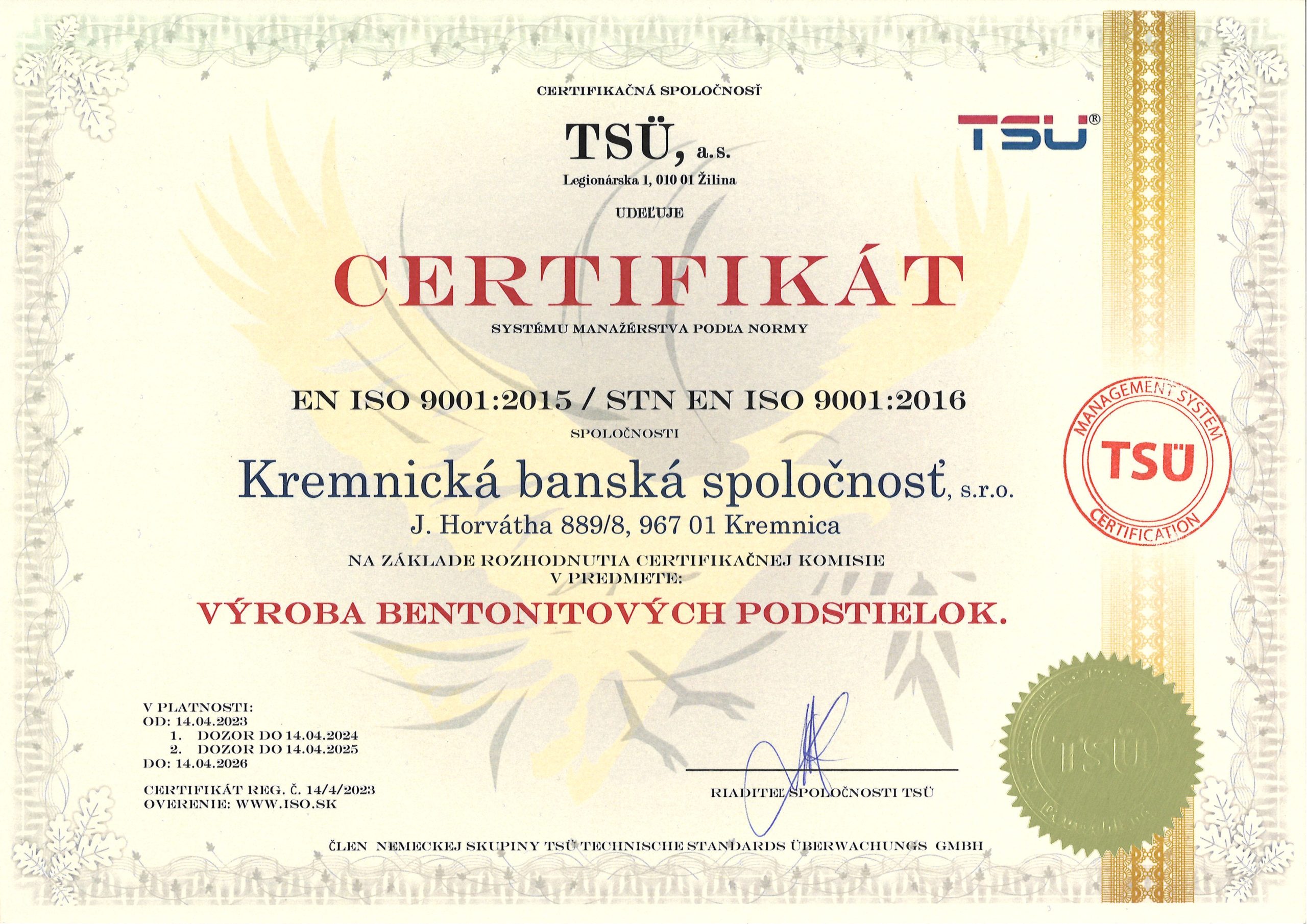 ISO 9001:2015 certifikát kvality